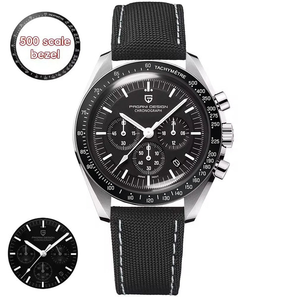 Relógio Masculino Borracha Preta Lunario Pagani Design Preto