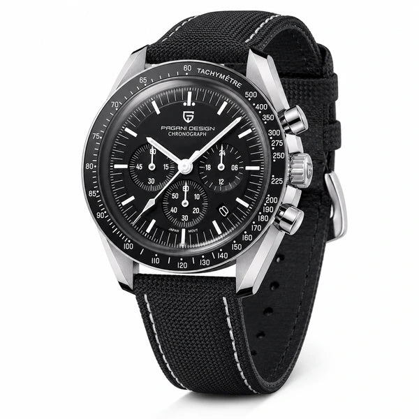 relogio masculino importado Lunario Pagani Design Preto - Produto completo em angulo diferente