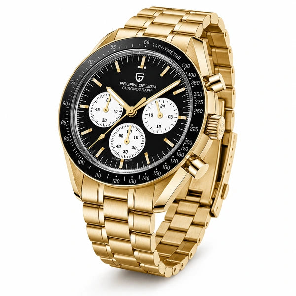 relogio masculino importado Lunario Pagani Design Preto - Produto completo em angulo diferente