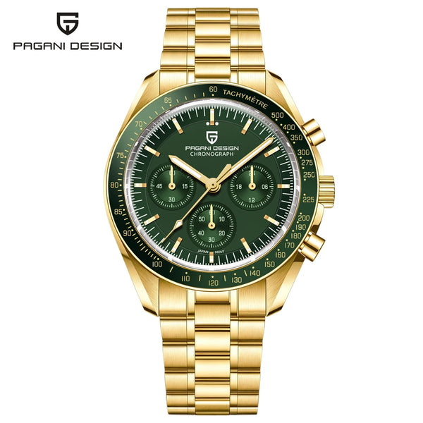 Relógio Masculino Dourado Lunario Pagani Design Verde