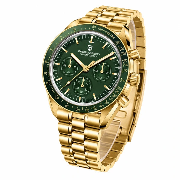 relogio masculino importado Lunario Pagani Design Verde - Produto completo em angulo diferente