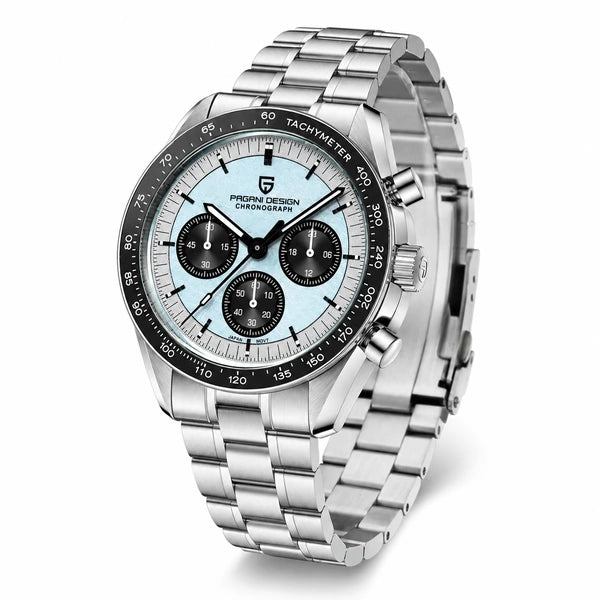 relogio masculino importado Lunario Pagani Design Azul Panda - Produto completo em angulo diferente