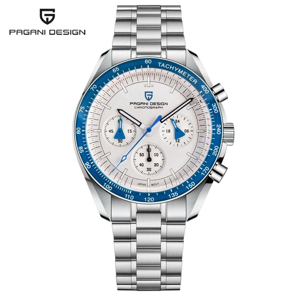 Relógio Masculino Prata Lunario Pagani Design Branco Celeste