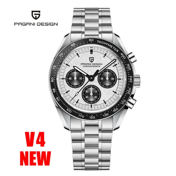 Relógio Masculino Prata Lunario Pagani Design Branco Panda