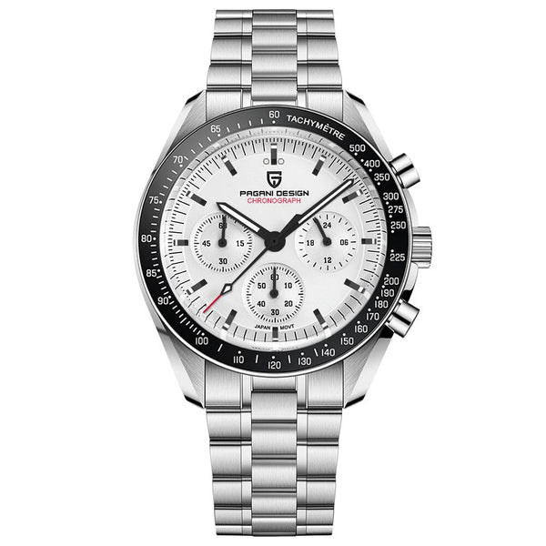 Relógio Masculino Prata Lunario Pagani Design Branco Preto