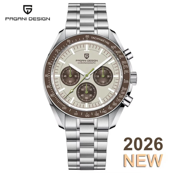 Relógio Masculino Prata Lunario Pagani Design Champanhe