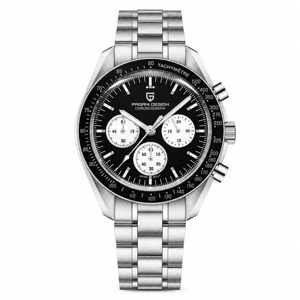 Relógio Masculino Prata Lunario Preto Panda Pagani Design