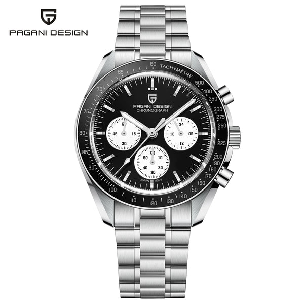 Relógio Masculino Prata Lunario Pagani Design Preto Panda