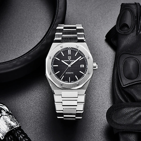 relogio masculino com vidro de safira Prata Nero Pagani Design - detalhe elegante