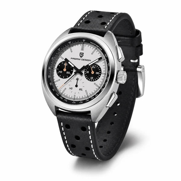relogio masculino importado Stradale Pagani Design Branco Pulseira de Couro - Angulo do produto completo