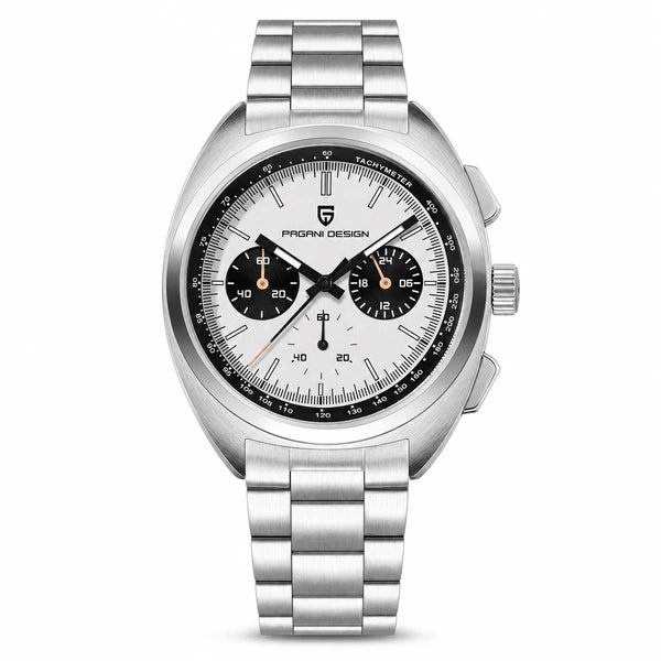 Relógio Masculino Stradale Pagani Design Branco Pulseira de Prata