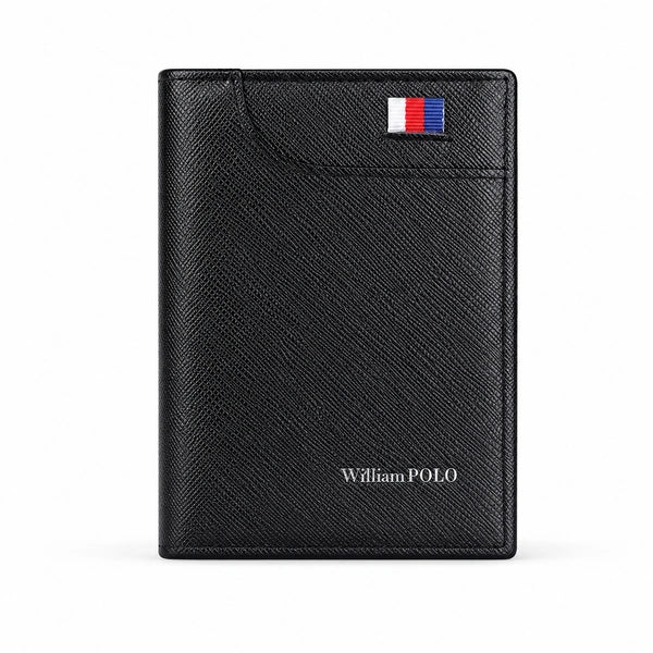 porta cartao masculino William Polo preto em fundo branco