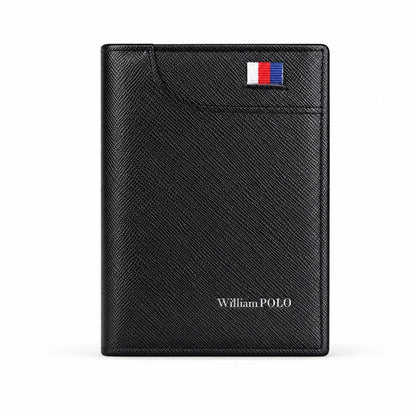 porta cartao masculino William Polo preto em fundo branco