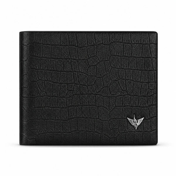carteira masculina de couro William Polo Prestige preta em fundo branco