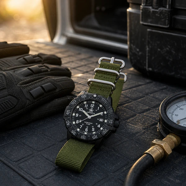 Rel?gio outdoor masculino Bravo Addiesdive Verde - cen?rio off road