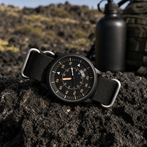 Rel?gio outdoor masculino Charlie Addiesdive Preto - pedra vulc?nica seca