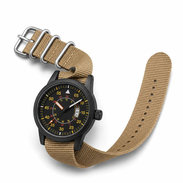 Rel?gio resistente a ?gua Charlie Addiesdive C?qui - pulseira aberta