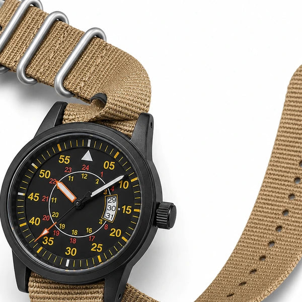 Rel?gio de nylon masculino Charlie Addiesdive C?qui - textura da pulseira