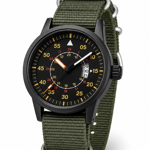 Rel?gio de nylon masculino Charlie Addiesdive Verde - pulseira NATO