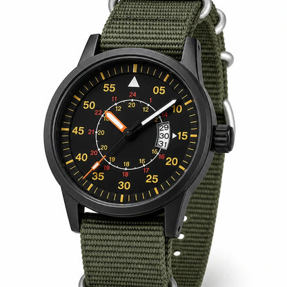 Rel?gio de nylon masculino Charlie Addiesdive Verde - pulseira NATO
