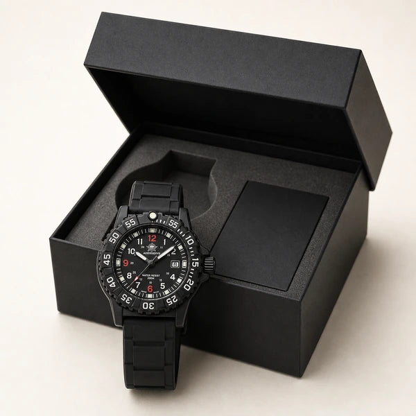 Rel?gio masculino na caixa Alpha Addiesdive Preto - embalagem premium