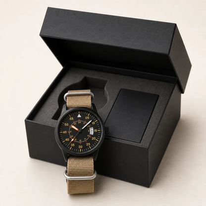 Rel?gio masculino na caixa Charlie Addiesdive C?qui - embalagem premium