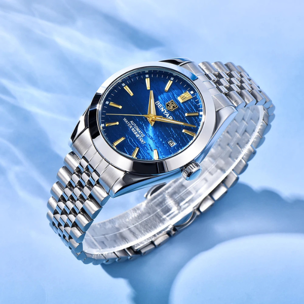 Relógio Masculino Prata Benyar Lucern Azul