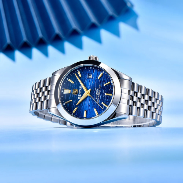 Relógio Masculino Prata Benyar Lucern Azul