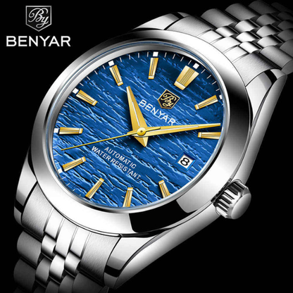 Relógio Masculino Prata Benyar Lucern Azul