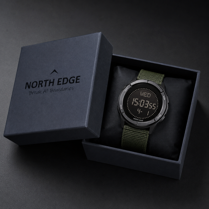 relógio com pedômetro North Edge Alps Verde - detalhe militar