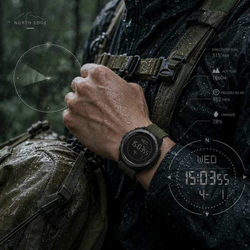 relogio digital masculino North Edge Alps Verde - tela digital