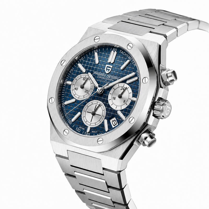 relogio masculino prata Lorenzo Pagani Design - mostrador cronografo