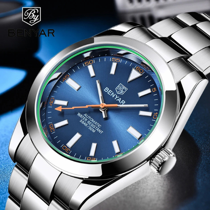 Relógio Masculino Prata Benyar Zephyr Azul