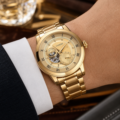 Relógio Masculino Dourado Caseno Aurelius