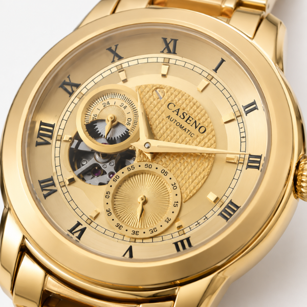 Relógio Masculino Dourado Caseno Aurelius