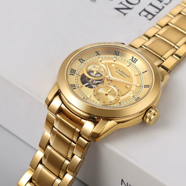 Relógio Masculino Dourado Caseno Aurelius