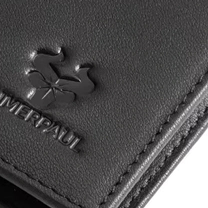 detalhe do logo em carteira masculina HumerPaul preta