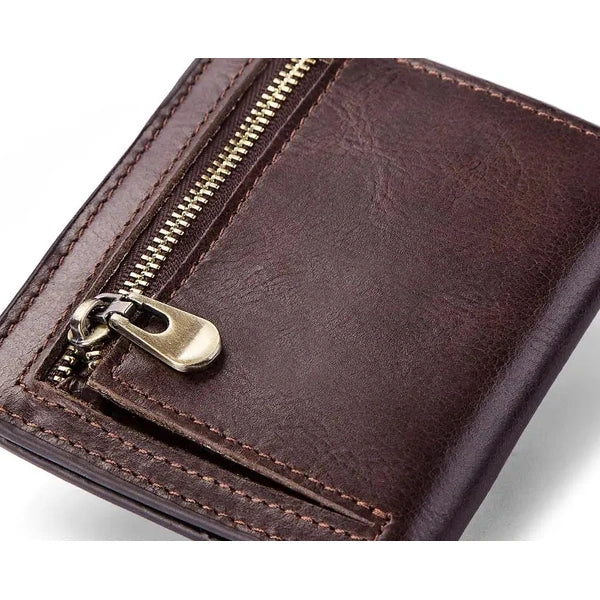 detalhe do bolso com zíper em carteira masculina HumerPaul
