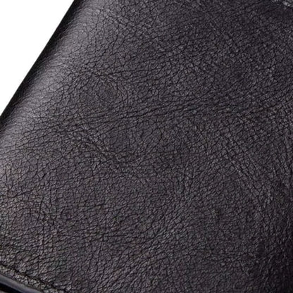 detalhe do couro preta da carteira masculina HumerPaul
