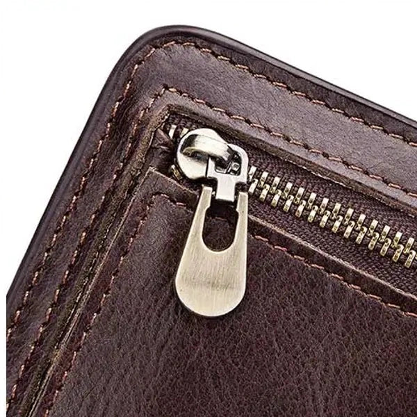 close do zíper em carteira masculina de couro HumerPaul