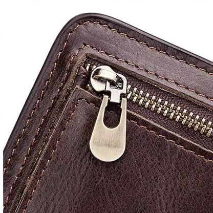close do zíper em carteira masculina de couro HumerPaul