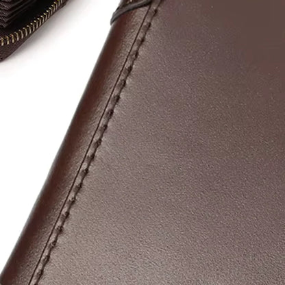 costura e couro da carteira masculina cafe HumerPaul