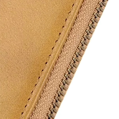 detalhe do zíper da carteira masculina HumerPaul caramelo
