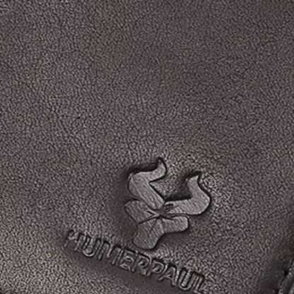detalhe do logo em carteira masculina HumerPaul preta