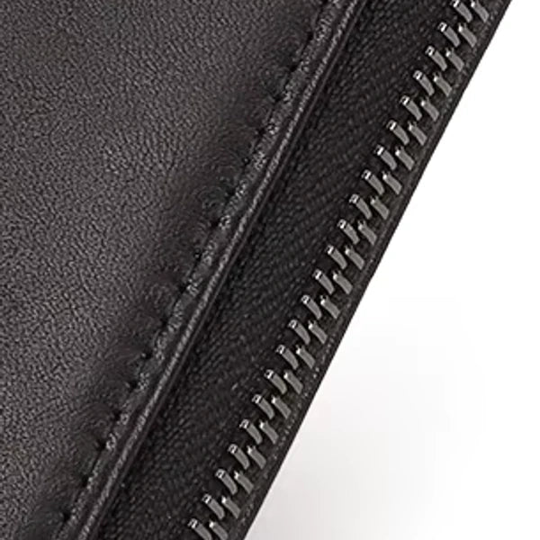 detalhe do zíper da carteira masculina HumerPaul preta