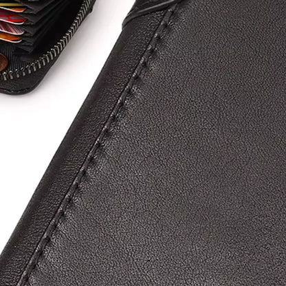 costura e couro da carteira masculina preta HumerPaul