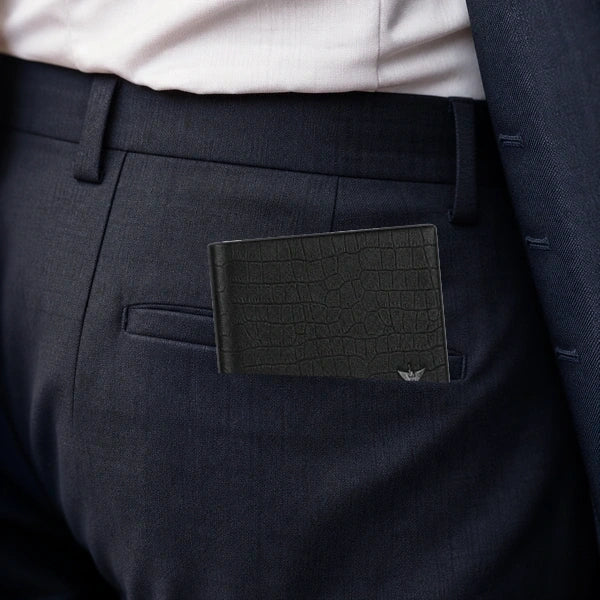 Carteira Masculina de Couro William Polo Prestige no bolso em visual social masculino