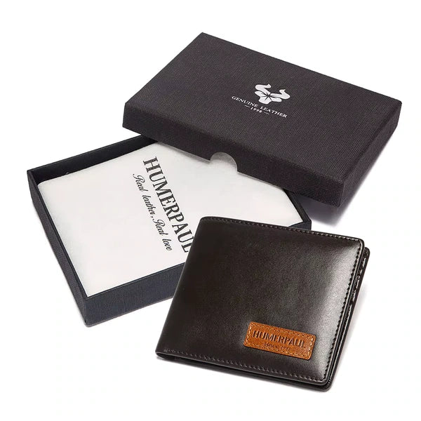 carteira masculina HumerPaul café com caixa premium