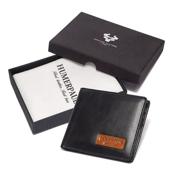 carteira masculina HumerPaul preta com caixa premium