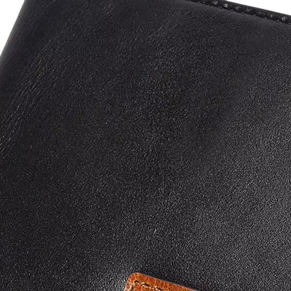 costura e couro preto da carteira masculina HumerPaul